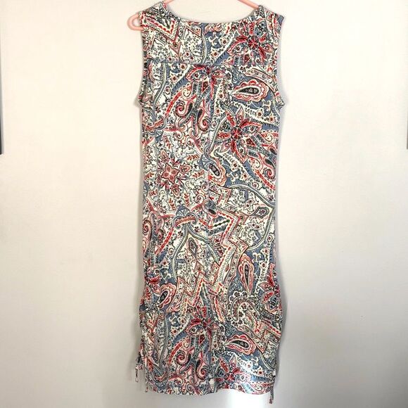 T by Talbots | Women’s Red/White/Blue Paisley Print Sleeveless Dress Sundress M - Picture 2 of 13